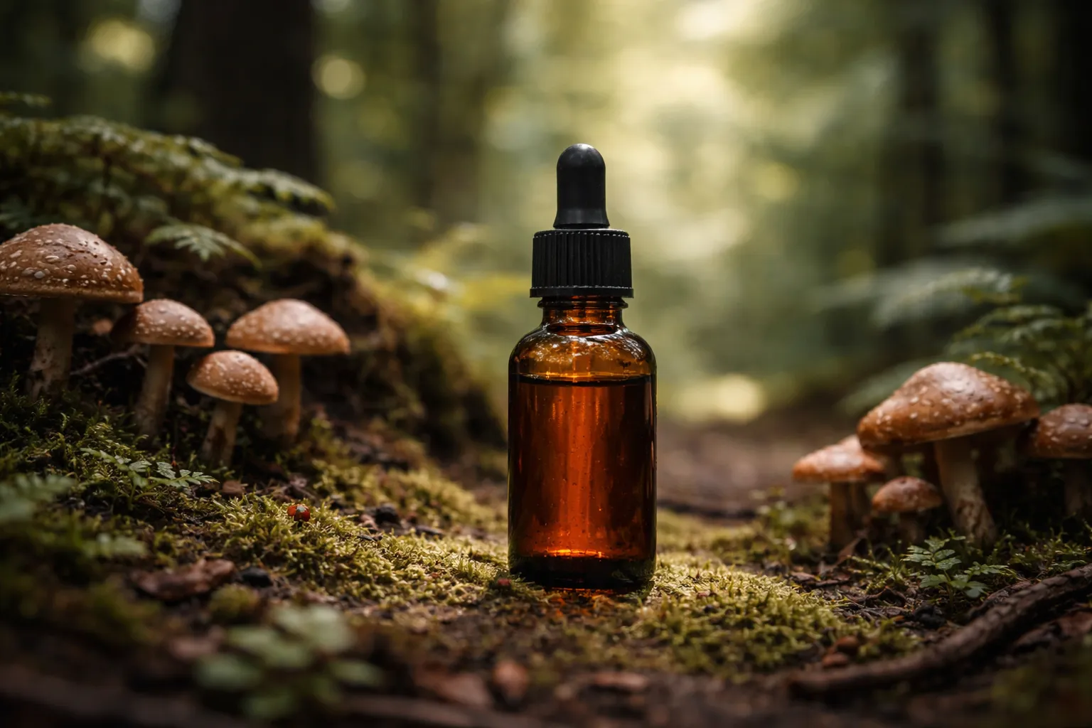 flesje paddodruppels in bos